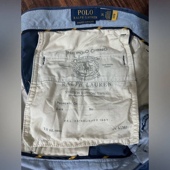 Polo Ralph Lauren Chino Shorts Mens 35 Blue Classic Fit Stretch Cotton Twill - Picture 6 of 6